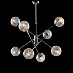 [S-BL215-8-CR] Lampadario moderno in ferro cromo lucido 8 luci cm 73