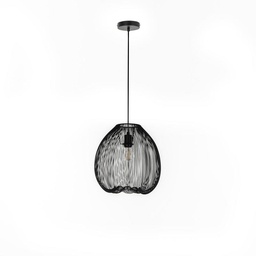 [S-LA/152/N] Lampadario moderno in metallo nero, 35cm x 35cm x 150cm