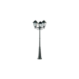 [S-SOV986/06] Lampione 3 luci  in pressofusione di alluminio nero diffusori in vetro h. 264 cm