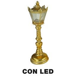 [S-V6318570000] Lampione in resina oro con led cm13x12,5h41,5