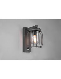 [S-TRIO210869142] Lanterna da Parete Rete Metallica Antracite Tuela con Sensore IP44
