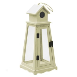 [S-V50308000BI] Lanterna in legno bianco 18x18x40 cm