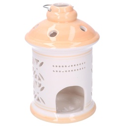 [S-V5862820000] Lanterna in ceramica arancione tonda 11,5x11,5x17,5 cm