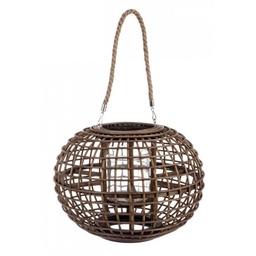 [S-B0140951] Lanterna con manico MOMBASA intrecciata colore marrone 37dx26h cm
