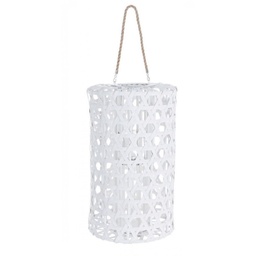 [S-B0140793] Lanterna esagono bianco in legno 60h cm