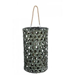 [S-B0140790] Lanterna Esagono Verde in Legno - 36x60 cm