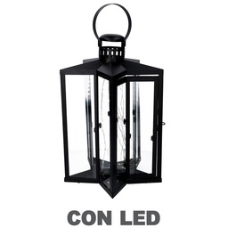 [S-V3724980000] Lanterna LED Metallo Stella Nero 27,5x27,5h42-48 cm