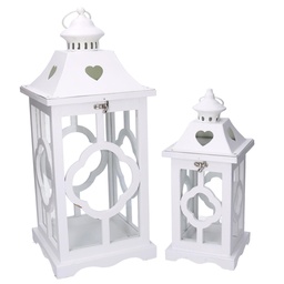 [S-V3725550000] Lanterna in legno bianco 21x21h50 cm