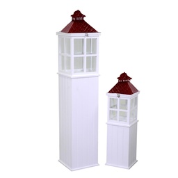 [S-V3724270000] Lanterna rettangolare in legno bianco 27x27 cm, altezza 135 cm