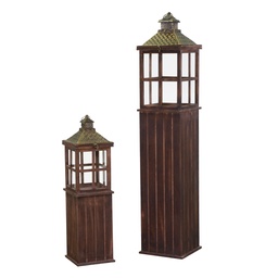 [S-V3724280000] Lanterna rettangolare in legno marrone scuro 27x27h135