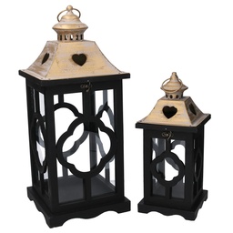 [S-V3725540000] Lanterna in legno 1-2 nero 21x21h50 cm