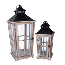 [S-V3724050000] Lanterna in legno sbiancato rettangolare cm28x28h65