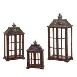[S-V3724240000] Lanterna rettangolare in legno marrone scuro 40x24h85