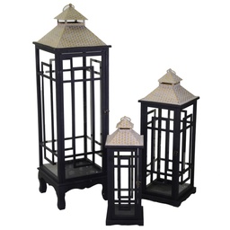 [S-V3725570000] Lanterna in legno 1-3 nero cm35x35h118