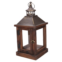 [S-V3724350000] Lanterna in legno marrone scuro rettangolare 17x17 cm, altezza 37 cm