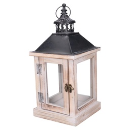 [S-V3724360000] Lanterna in legno sbiancato rettangolare 17x17x37 cm