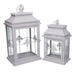 [S-V3726160000] Lanterna rettangolare in metallo bianco opaco argentata cm25x18h47,5