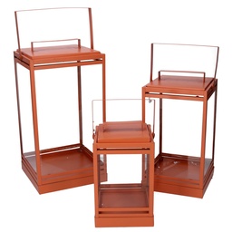 [S-V3725280000] Lanterna metallo arancione 18x18h36,3-42,5 cm
