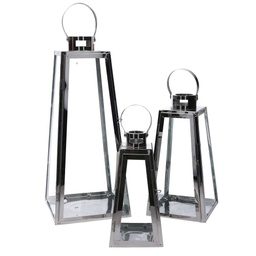 [S-V3726530000] Lanterna in metallo argento quadro cm20,5x20h47