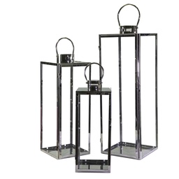 [S-V3726610000] Lanterna Metallo Argento Quadro cm29x28,5h85