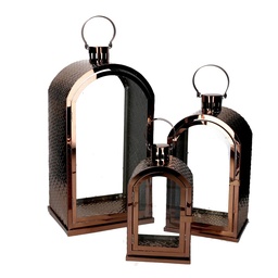 [S-V3724410000] Lanterna rettangolare in metallo rame cm25x26h49-56