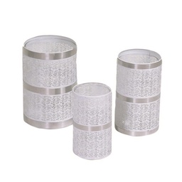 [S-V37157700BI] Lanterna metallo bianco tonda 17x16x25,5 cm