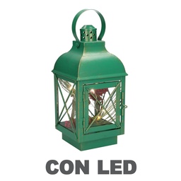 [S-V3721650000] Lanterna Verde con LED Quadro 11x11x24 cm