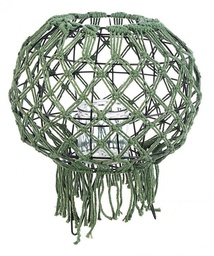 [S-B0140971] Lanterna Vintage in Macramé Verde 38h cm