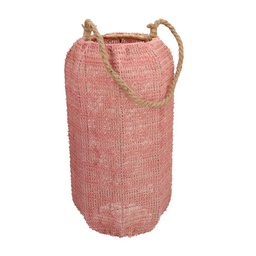 [S-V6130970000] Lanterna in tessuto rosa tondo 22x22x40 cm