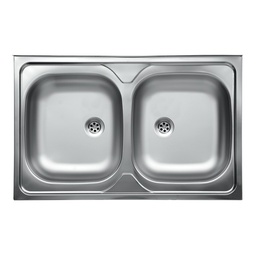 [S-FZ30722] Lavello da cucina due vasche in acciaio inox da appoggio 50x80 cm