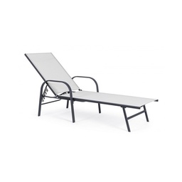 [S-B0662990] Lettino Arent in acciaio con braccioli antracite 69h cm