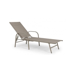 [S-B0662988] Lettino Arent in acciaio con braccioli tortora 195x95x30 cm