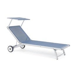 [S-B0815062] Lettino Pieghevole in Alluminio con Ruote Blu - 65 x 196 x 62 cm