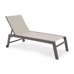 [S-B0662982] Lettino alto in alluminio con ruote Hilde coffee - Dimensioni: 65x200x102 cm