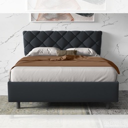 [S-FZ100576] Letto imbottito con contenitore Bosa, colore antracite, 160x200 cm