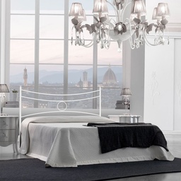 [S-CONCAGIR1601D3] Letto in ferro matrimoniale con giroletto in ferro Bianco CONCA 166x202x h117 cm