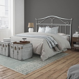 [S-ISCHIGIR1601D3] Letto in ferro matrimoniale con giroletto in ferro Bianco ISCHIA 166x202x h128 cm