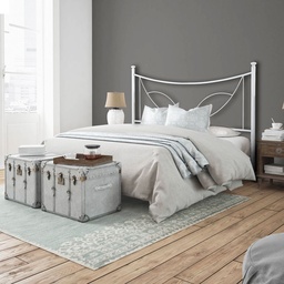 [S-TULIGIRO1601D3] Letto in ferro matrimoniale con giroletto in ferro TULIPANO Bianco 166x202x h117 cm