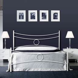 [S-CONCAPED1601D3] Letto in ferro matrimoniale con pediera Bianco CONCA 166x208x h117 cm