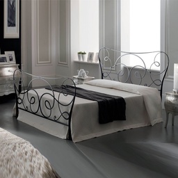 [S-ARCA.PEDI.N1DI] Letto in ferro matrimoniale con pediera Nero ARCADIA 192x210x h130cm