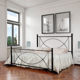 [S-LAGUPEDI1601D1] Letto in ferro matrimoniale con pediera Nero LAGUNA 166x208x h117 cm