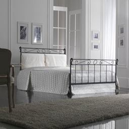 [S-LEO.PEDI1601D1] Letto in ferro matrimoniale con pediera Nero LEONARDO 170x218x h118 cm