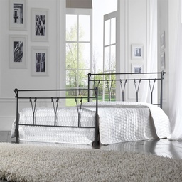 [S-PASTOPED1601D1] Letto in ferro matrimoniale con pediera Nero PASTORALE 175x216x h116 cm
