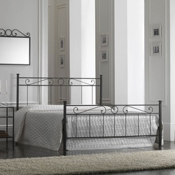 [S-TEVEPEDI1601D1] Letto in ferro matrimoniale con pediera Nero TEVERE 166x208x h117 cm