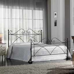 [S-SABRIPED1601D1] Letto in ferro matrimoniale con pediera  SABRINA Nero 166x208x h128 cm