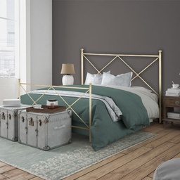 [S-ALBAPEDI1601D6] Letto in ferro matrimoniale con pediera avorio ALBA