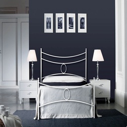 [S-CONCAPED0851D3] Letto in ferro singolo con pediera Bianco CONCA 92x208x h117 cm