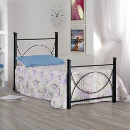 [S-LAGUGIRO0851D1] Letto in ferro singolo con pediera Nero LAGUNA 92x208x h117 cm