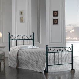 [S-TEVEPEDI0851D1] Letto in ferro singolo con pediera Nero TEVERE 92x208x h117 cm