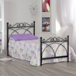 [S-SABRIPED0851D1] Letto in ferro singolo con pediera  SABRINA Nero 92x208x h128 cm